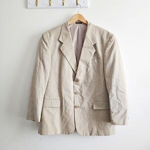 Vintage Members Only Sand Beige 55% Linen 45% Cotton Blazer Sport Coat 44R